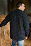 Collar Fleece Lined Flannel Shirts Men’s Green Tartan - Blackwatch (LV6)
