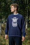 Dane Viking Head Sweatshirt  White On Nav