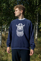 Dane Viking Head Sweatshirt  White On Nav