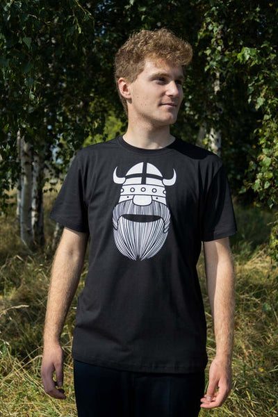 Dane Viking Head White On Black