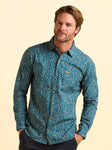 Brakeburn Benbecula Printed Shirt Teal