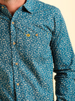 Brakeburn Benbecula Printed Shirt Teal