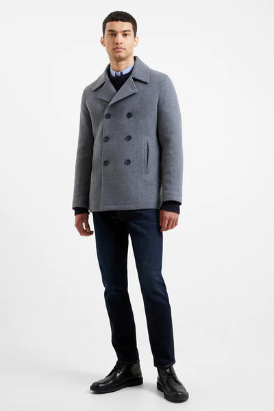 French Connection Double Breasted Pea Coat Grey Geraghty s Menswear