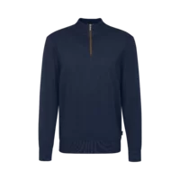 BUGATTI COTTON CASHMERE  HALF ZIP INDIGO