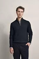 BUGATTI COTTON CASHMERE  HALF ZIP DARK NAVY