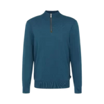 BUGATTI COTTON CASHMERE  HALF ZIP DARK TEAL