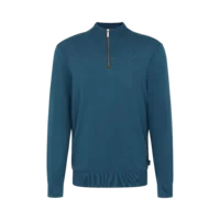 BUGATTI COTTON CASHMERE  HALF ZIP DARK TEAL