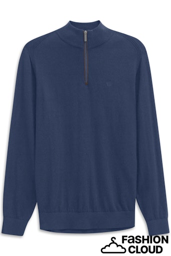 BUGATTI COTTON CASHMERE  HALF ZIP INDIGO