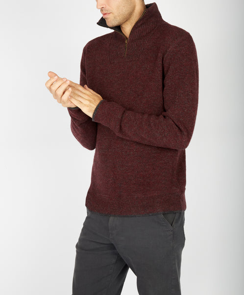 IrelandsEye Half Zip Sweater Claret Marl