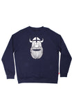 Dane Viking Head Sweatshirt  White On Nav