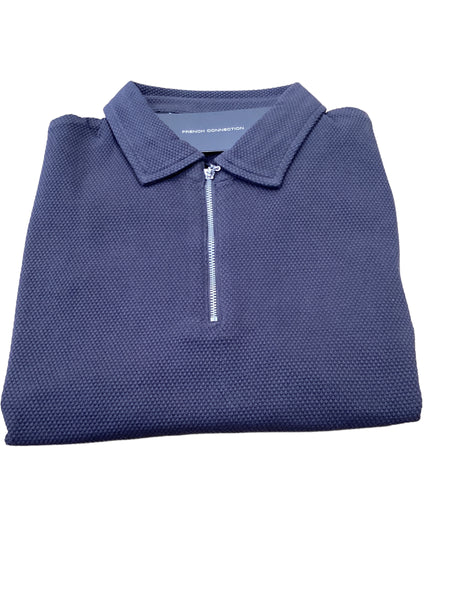 French Connection Zip Polo Navy