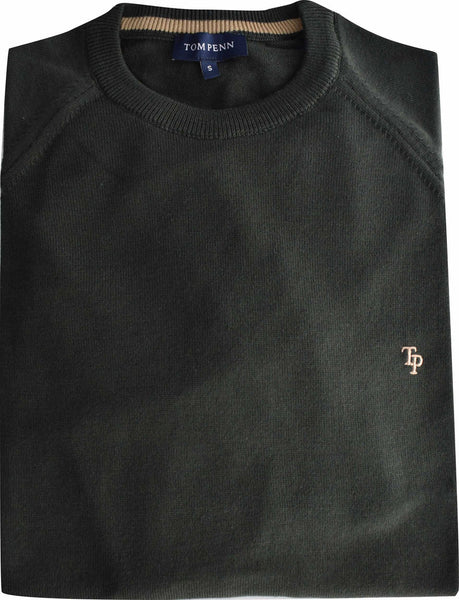Tom Penn TPO69K Plain Crew Neck Khaki