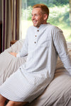 Lee Valley Flannel Men's Nightshirt - LV2 Blue/Ivory Stripe