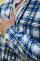 Collar Fleece Lined Flannel Shirt Men’s Douglas Blue Tartan (LV38)