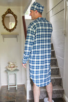 Lee Valley Flannel Men's Nightshirt - LV38 Douglas Blue Tartan