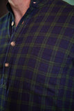 Collar Fleece Lined Flannel Shirts Men’s Green Tartan - Blackwatch (LV6)